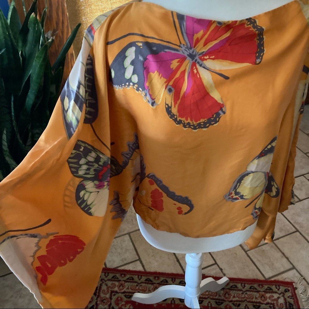 Flowy, silk, bell sleeve, butterfly tunic